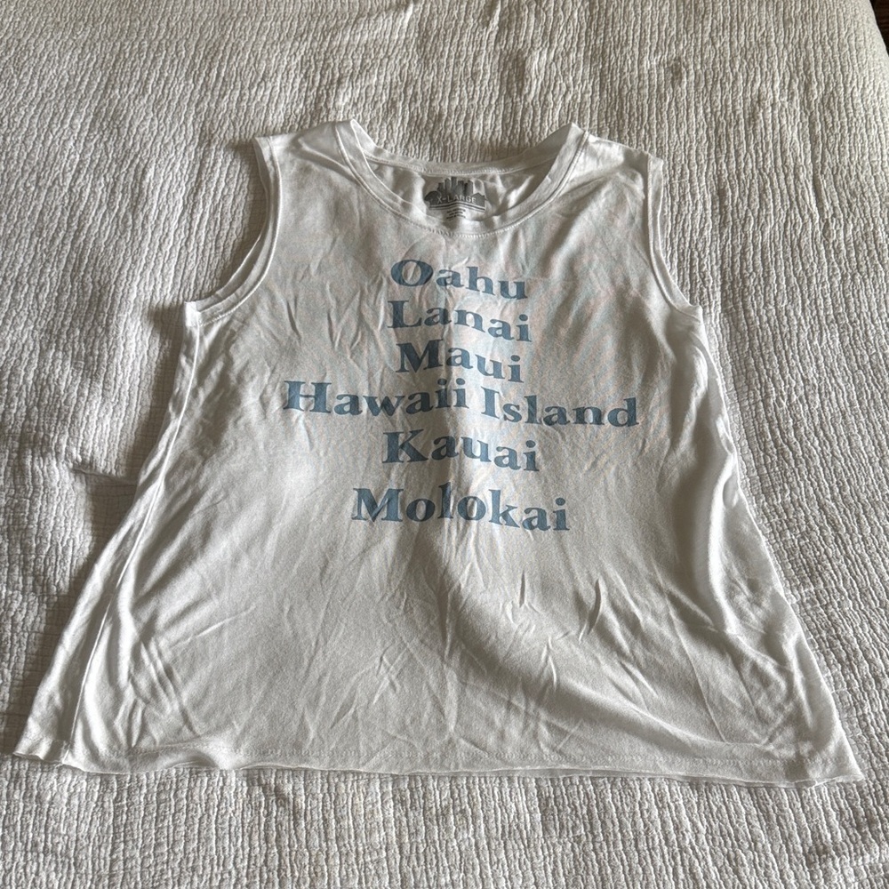 super soft white tank / XL / Hawaiian islands